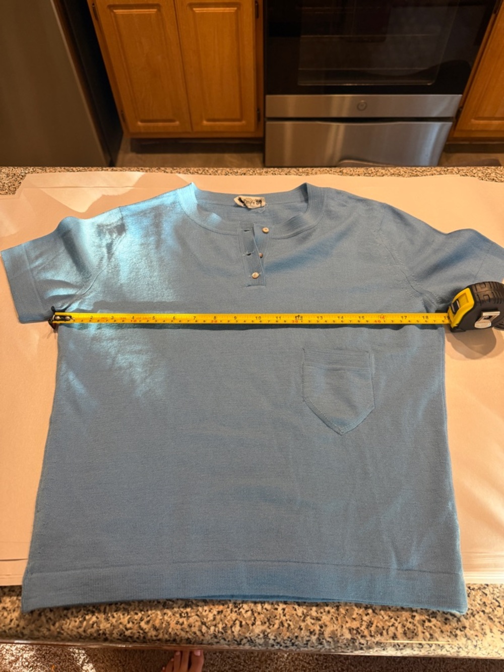 Vintage Timwear Paris 100% Tasmanian Wool Knit Short Sleeve Henley Shirt - Picture 9 of 9